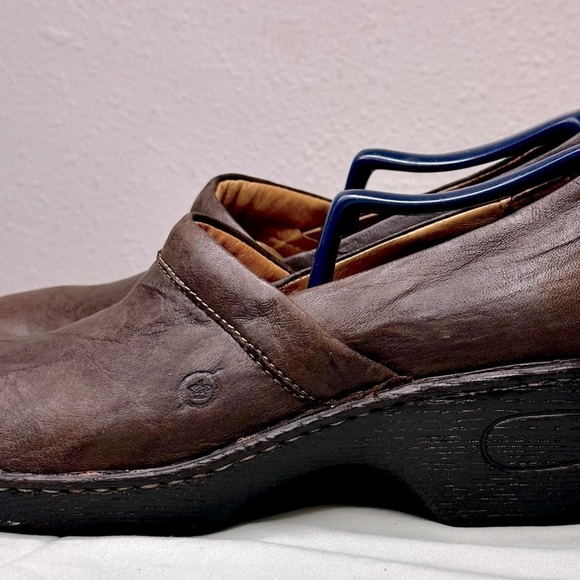Born Toby II Slip-on Brown leather Clogs - Picture 2 of 9
